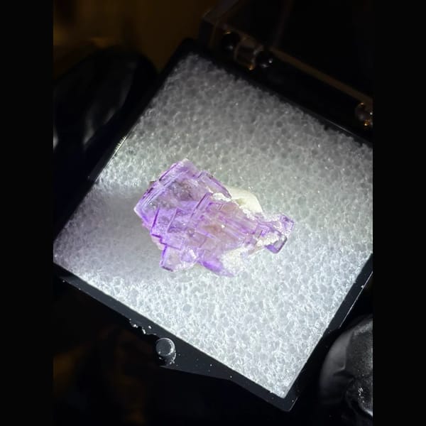 Lavender fluorite with purple frames from Yaogangxian — detail view