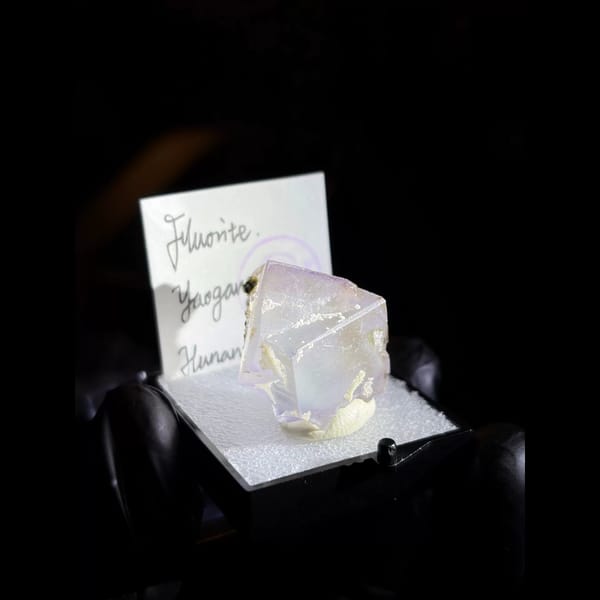 Porcelain fluorite with fine purple rim from Yaogangxian — alternate view