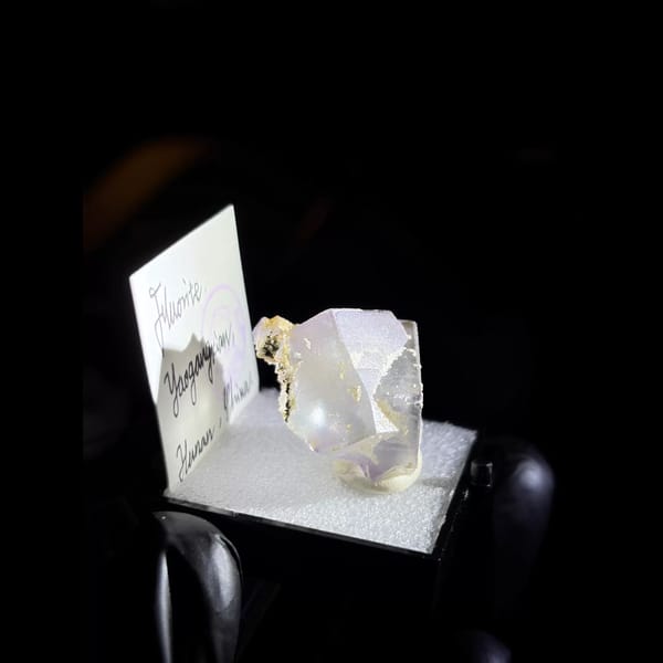 Porcelain fluorite with fine purple rim from Yaogangxian — alternate view