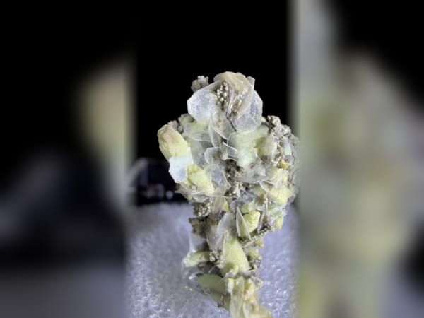 Plumbogummite on Barite Flower Cluster, Freestanding Rare Mineral Specimen — alternate view