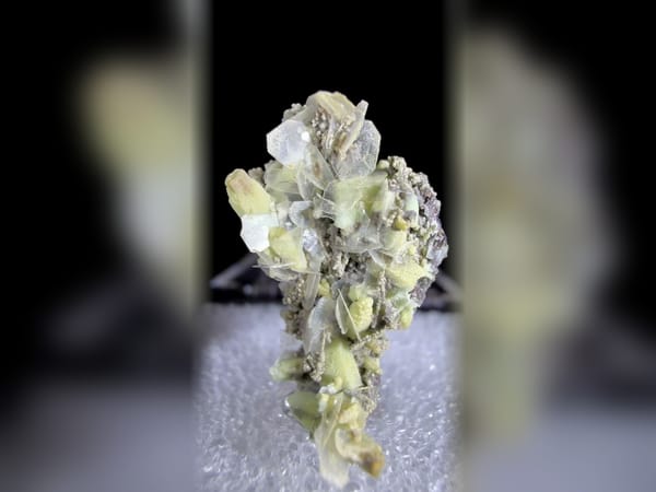 Plumbogummite on Barite Flower Cluster, Freestanding Rare Mineral Specimen — alternate view