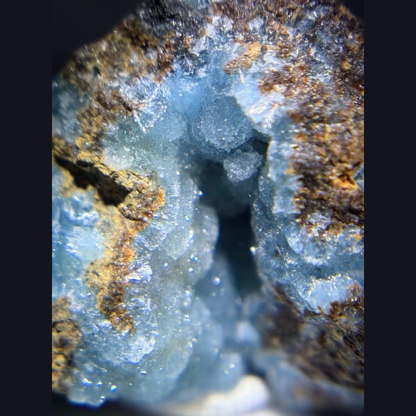 Ice-blue hemimorphite from Yunnan — detail view