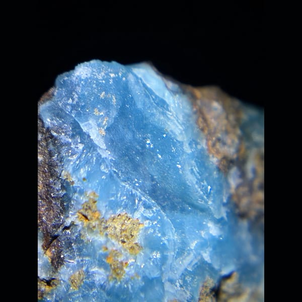 Ice-blue hemimorphite from Yunnan — detail view