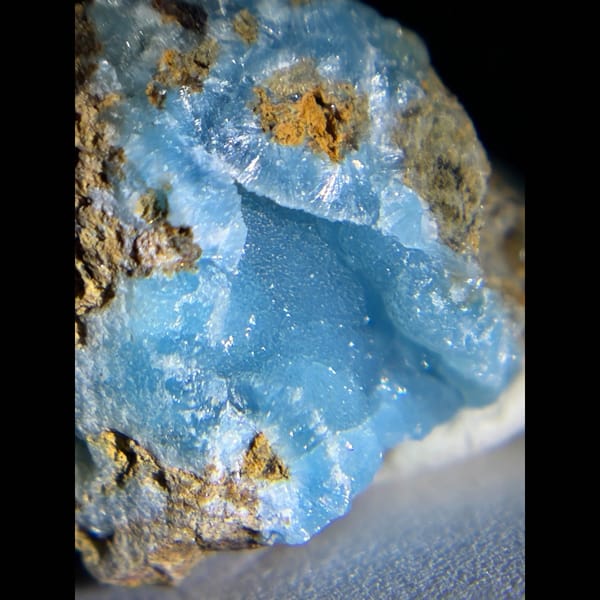 Ice-blue hemimorphite from Yunnan — detail view