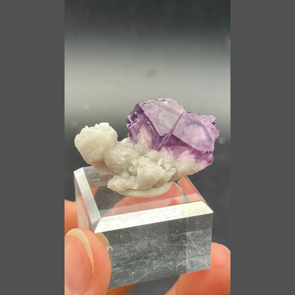 Alien eye purple fluorite with candle quartz from Inner Mongolia — alternate view