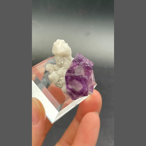 Alien eye purple fluorite with candle quartz from Inner Mongolia — alternate view