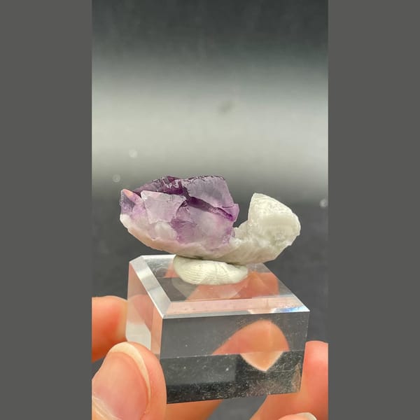 Alien eye purple fluorite with candle quartz from Inner Mongolia — detail view