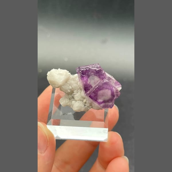 Alien eye purple fluorite with candle quartz from Inner Mongolia — detail view