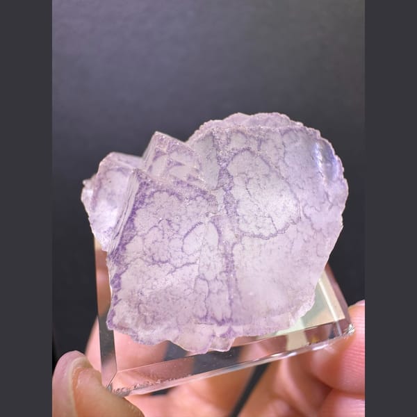Lavender purple-edge fluorite from Guizhou — complete view