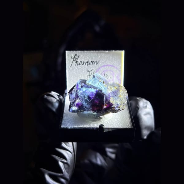 Old-stock etched phantom fluorite from Inner Mongolia — detail view
