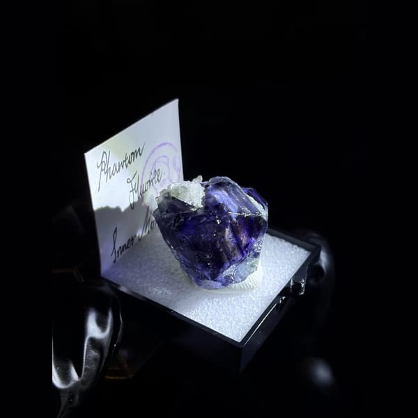 Etched phantom fluorite with quartz from Inner Mongolia — alternate view