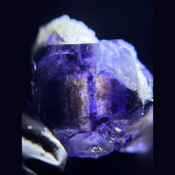 Etched phantom fluorite with quartz from Inner Mongolia — detail view
