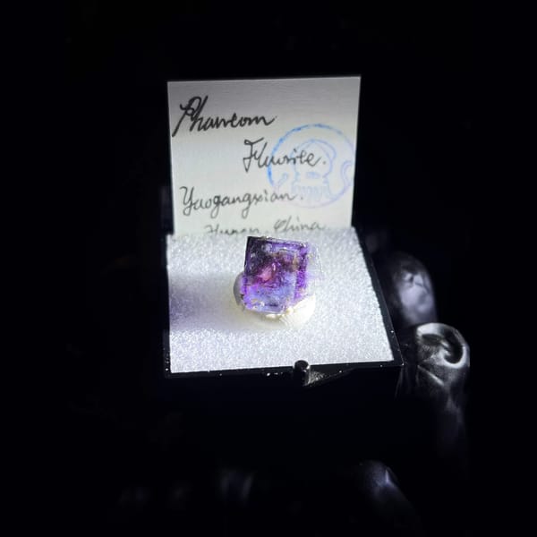 Purple-framed phantom fluorite from Yaogangxian — alternate view
