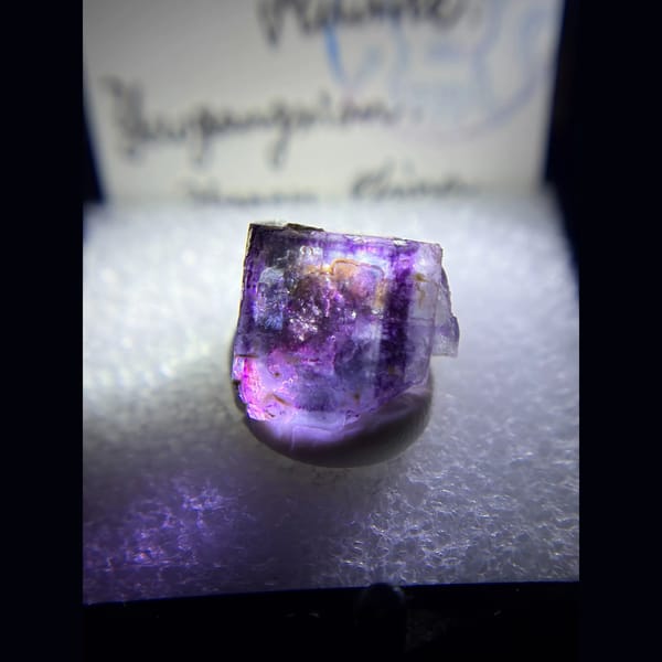 Purple-framed phantom fluorite from Yaogangxian — detail view