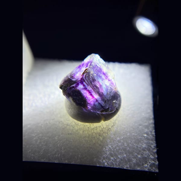 Purple-framed phantom fluorite from Yaogangxian — detail view
