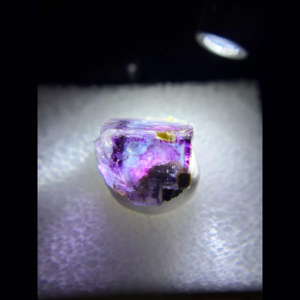 Purple-framed phantom fluorite from Yaogangxian — detail view