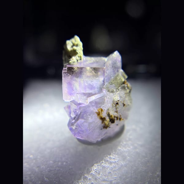 Pale purple stacked fluorite cubes from Yaogangxian — complete view