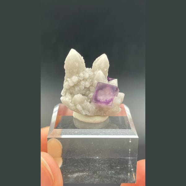 Alien eye purple fluorite with candle quartz points from Inner Mongolia — alternate view