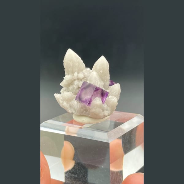 Alien eye purple fluorite with candle quartz points from Inner Mongolia — alternate view