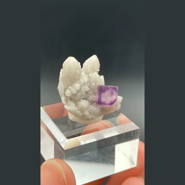 Alien eye purple fluorite with candle quartz points from Inner Mongolia — detail view
