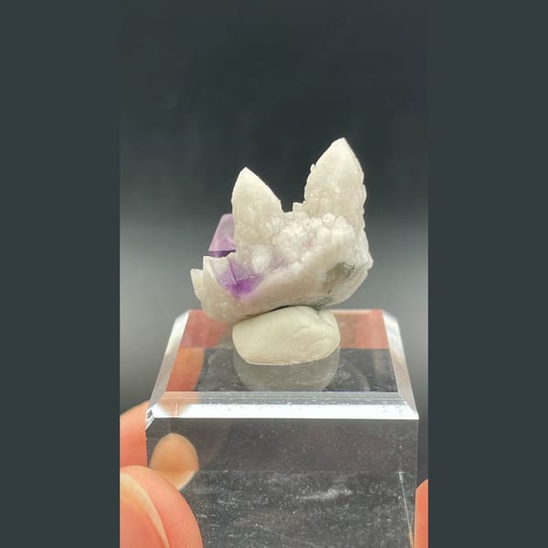 Alien eye purple fluorite with candle quartz points from Inner Mongolia — detail view
