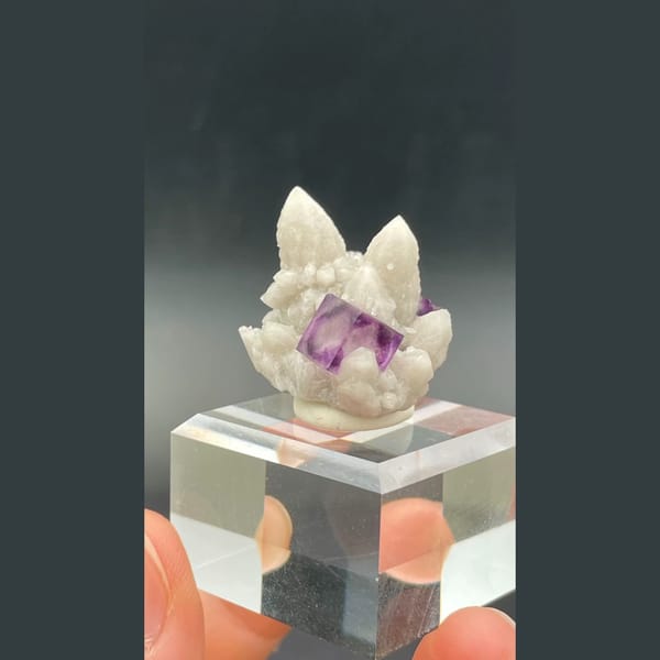 Alien eye purple fluorite with candle quartz points from Inner Mongolia — detail view