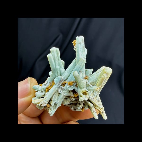 Complete front view of pale blue plumbogummite from Guangxi