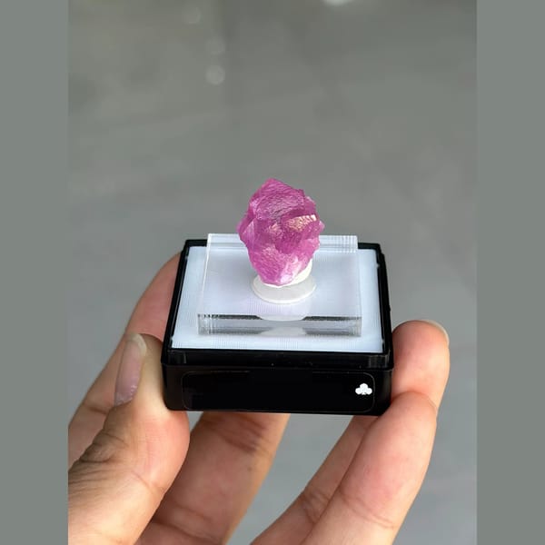 Vivid magenta cobaltoan calcite crystal from Morocco — alternate view