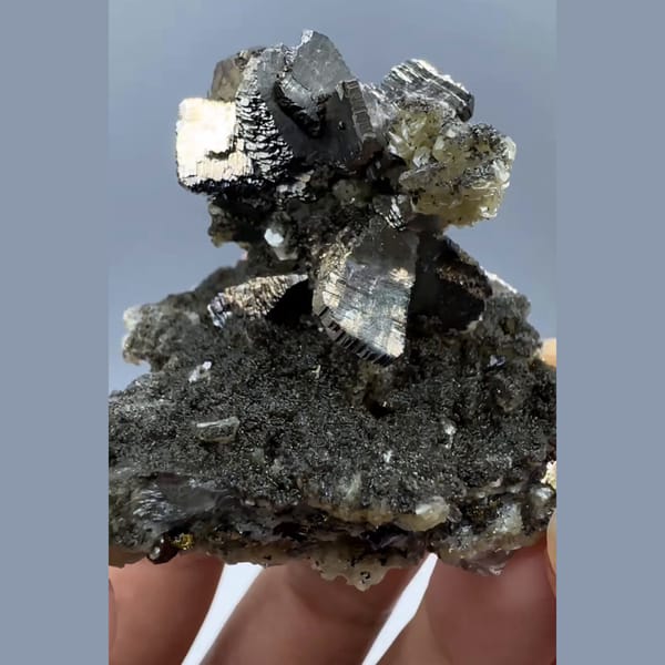 Tarnished Arsenopyrite Rosettes Yaogangxian 4.3 cm — complete view