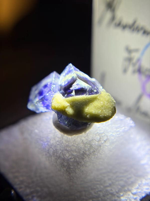 Cross-Phantom Fluorite with Yellow Mineral from Yindu — complete view 2 of the exact specimen