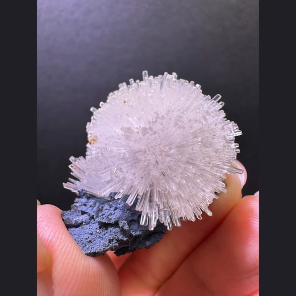 Round white zeolite flower ball from Zhejiang — complete view