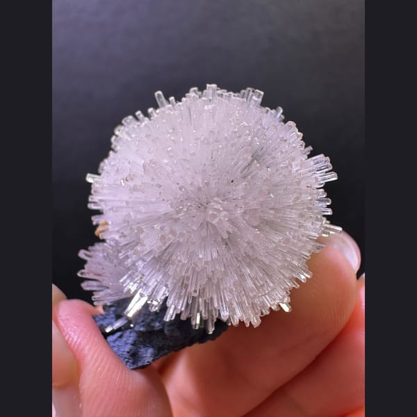 Round white zeolite flower ball from Zhejiang — alternate view