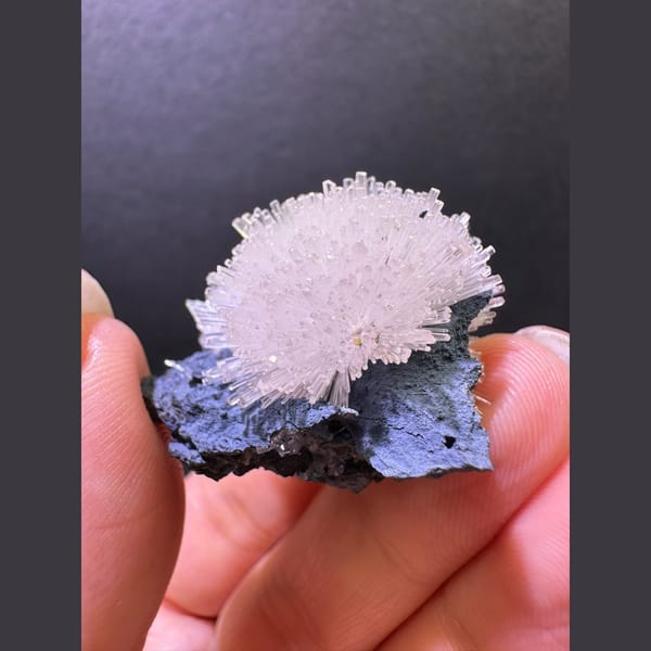 Round white zeolite flower ball from Zhejiang — alternate view