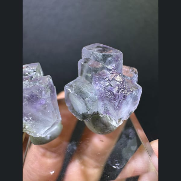 Two lavender Yaogangxian fluorite specimens — alternate view
