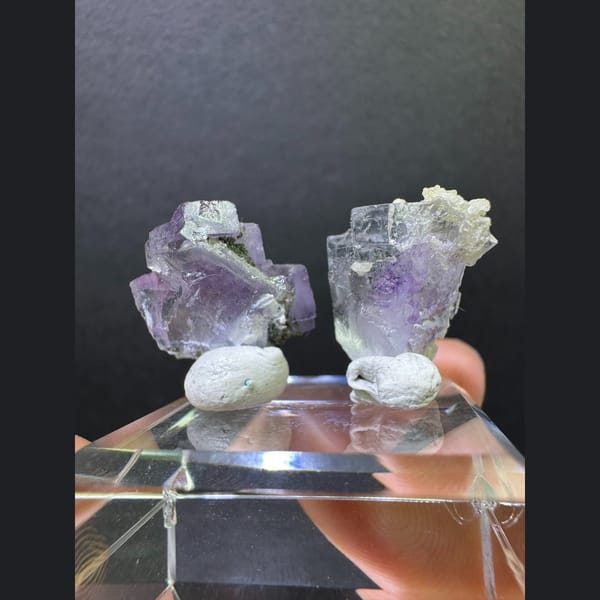 Two lavender Yaogangxian fluorite specimens — alternate view