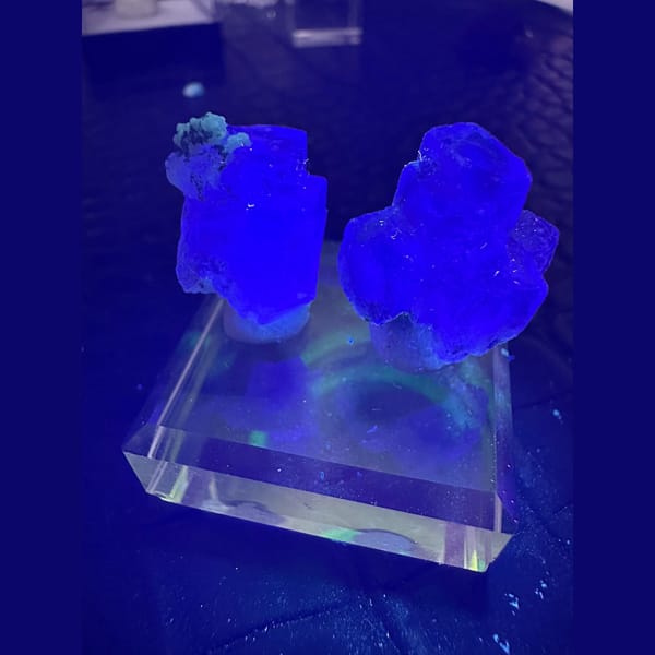 Two lavender Yaogangxian fluorite specimens — detail view