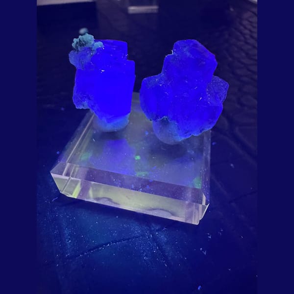 Two lavender Yaogangxian fluorite specimens — detail view