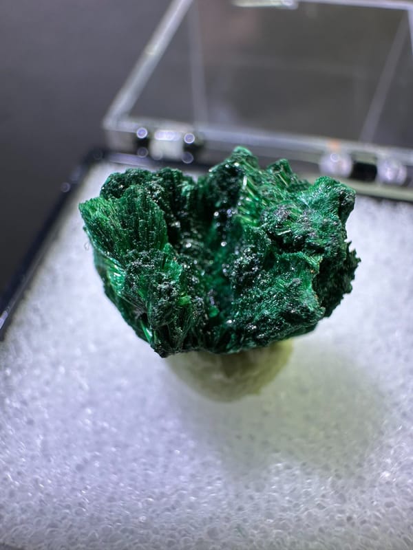Radiating Acicular Malachite from Yangchun, Guangdong — complete view 1 of the exact specimen