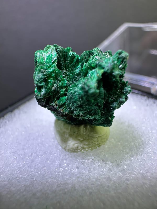 Radiating Acicular Malachite from Yangchun, Guangdong — complete view 2 of the exact specimen