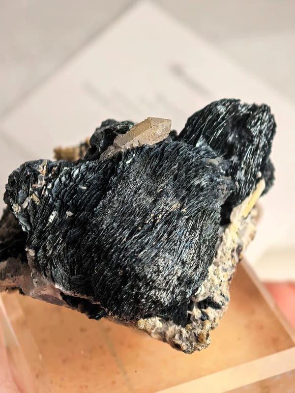 Specular Hematite Rosettes with Quartz — Inner Mongolia — individual mineral specimen view 1