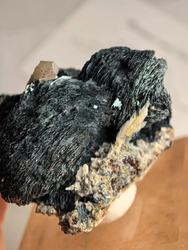 Specular Hematite Rosettes with Quartz — Inner Mongolia — individual mineral specimen view 2
