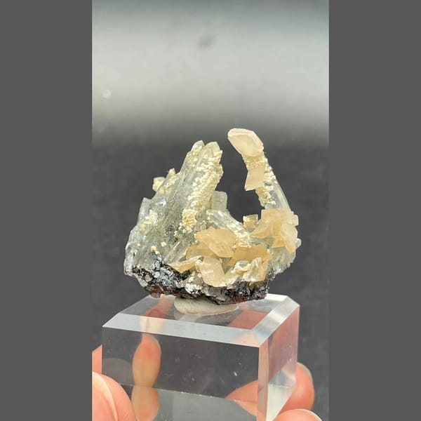 Fluorescent calcite with quartz from Bulgaria — alternate view