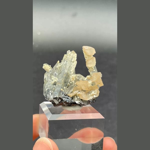 Fluorescent calcite with quartz from Bulgaria — alternate view