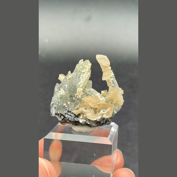 Fluorescent calcite with quartz from Bulgaria — detail view