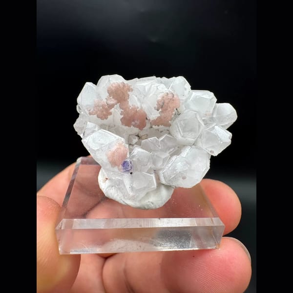 Pink Rhodochrosite with Quartz and Fluorite Wuzhou, Guangxi 4.2 cm — complete view