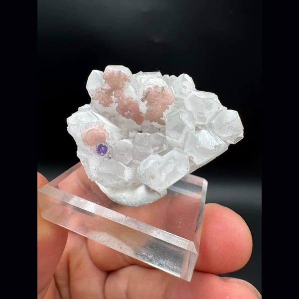 Pink Rhodochrosite with Quartz and Fluorite Wuzhou, Guangxi 4.2 cm — alternate view