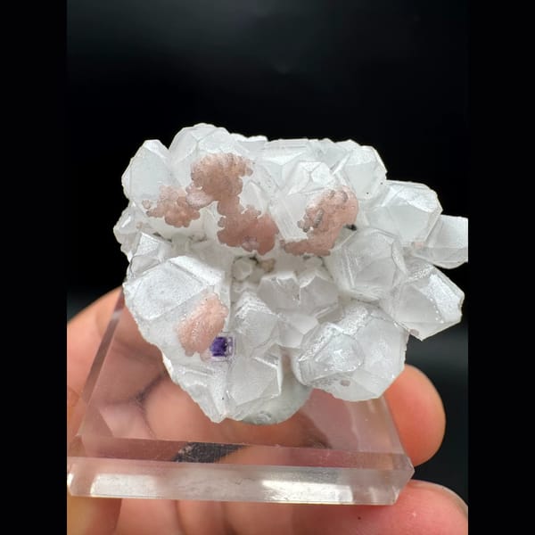 Pink Rhodochrosite with Quartz and Fluorite Wuzhou, Guangxi 4.2 cm — alternate view