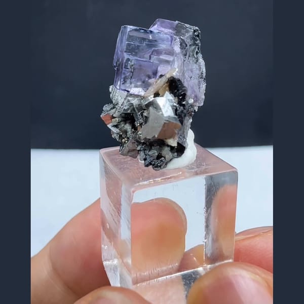 Arsenopyrite with Purple Fluorite Yaogangxian 1.8 cm — alternate view