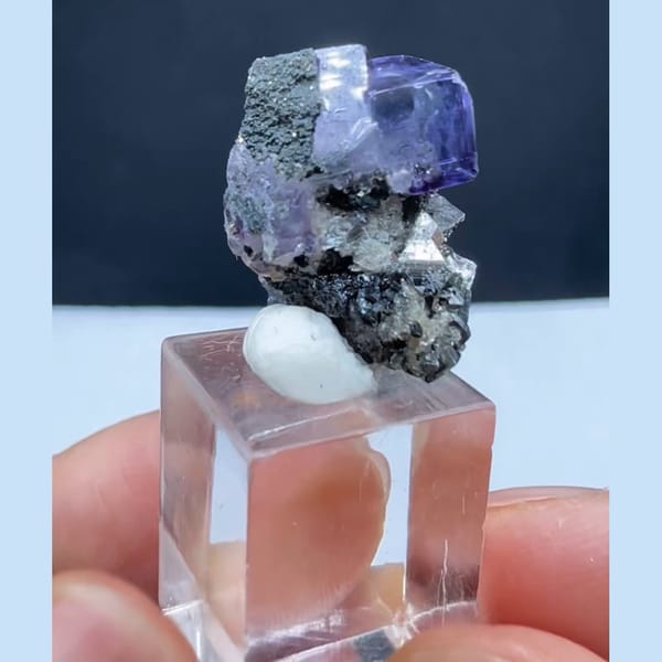 Arsenopyrite with Purple Fluorite Yaogangxian 1.8 cm — alternate view
