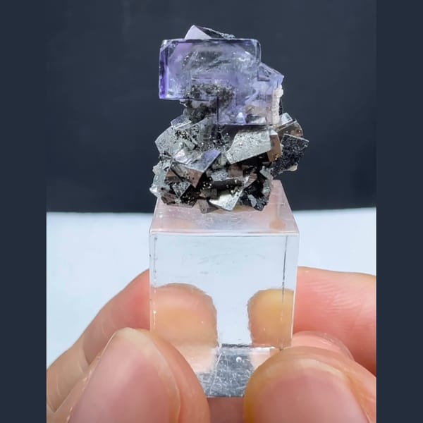 Arsenopyrite with Purple Fluorite Yaogangxian 1.8 cm — detail view